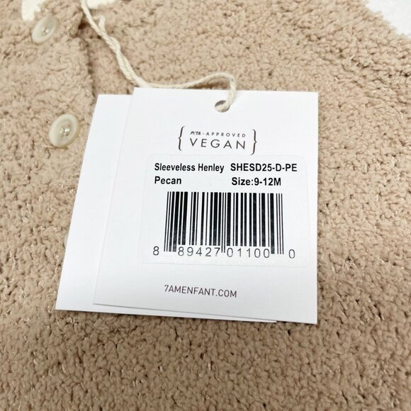 NEW 7AM Enfant Fuzzy Sleeveless Henley 9-12 mos Pecan Recycled Polyester - Picture 7 of 10